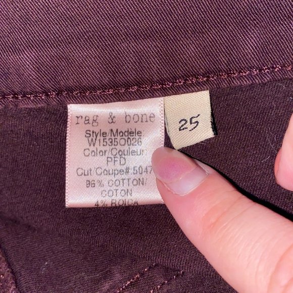 Rag & Bone Burgundy Devi Ankle Zip Skinny Jean Size 25 - Picture 11 of 13
